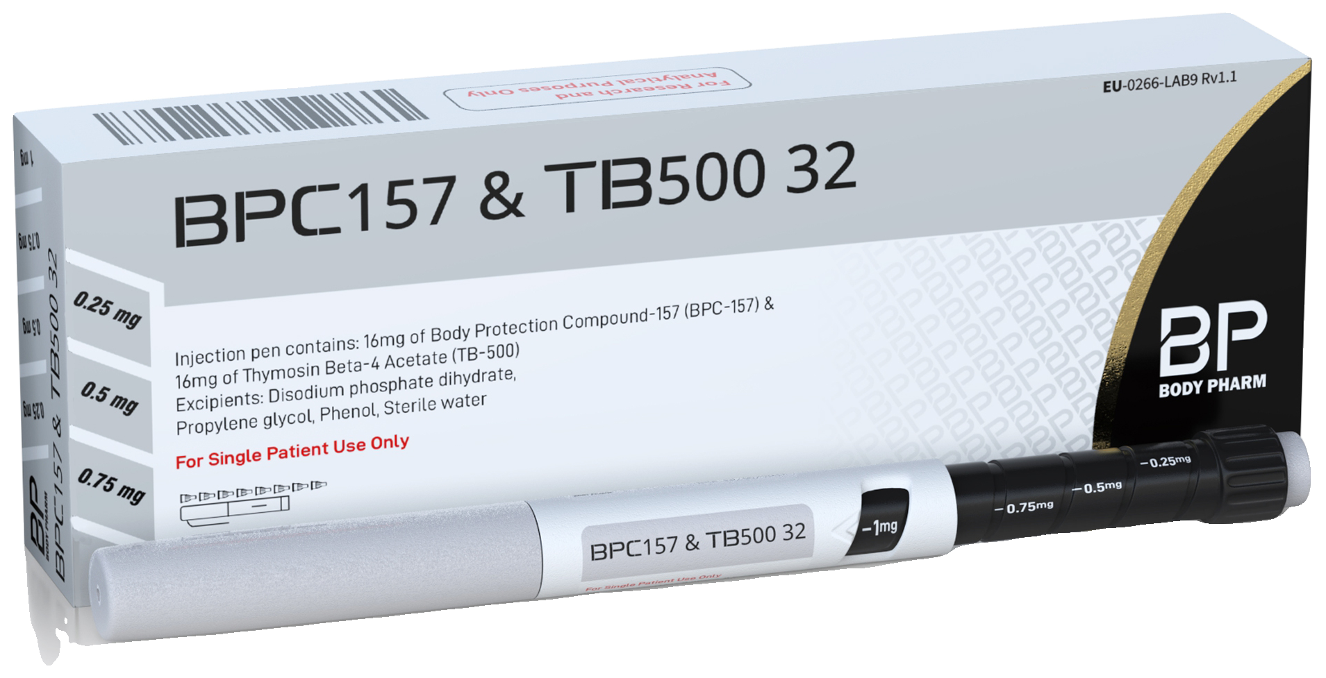 Body Pharm BPC-157 & TB-500 16 mg + 16 mg pen and box