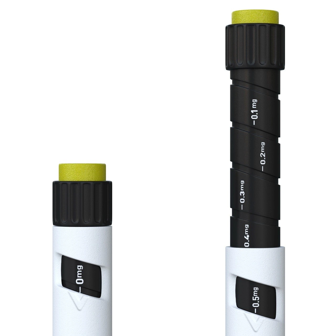 CJC-1295 & Ipamorelin 10 mg + 10 mg pen dose dial and printed markings, close-up