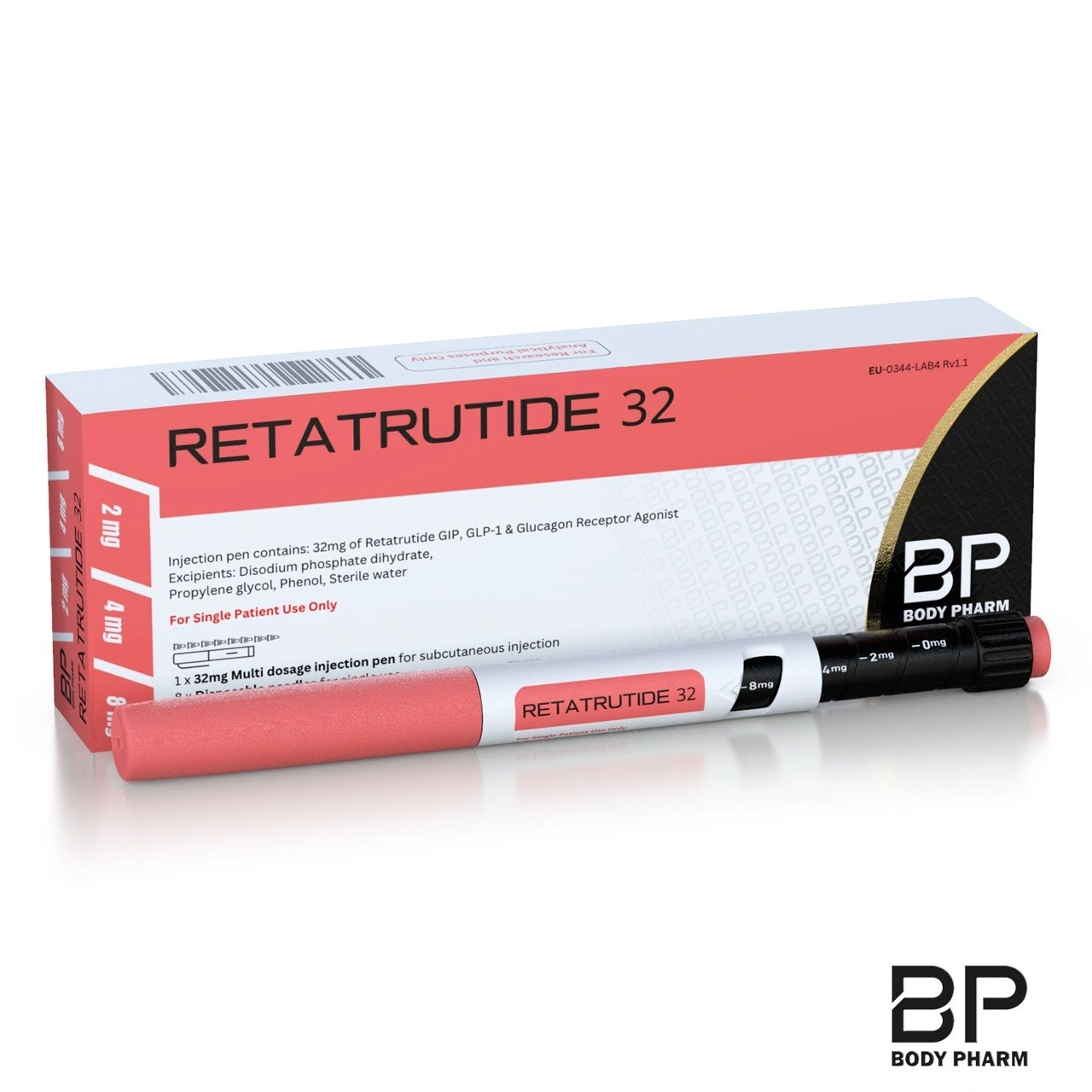 Body Pharm Retatrutide 32 mg prefilled pen and labelled box